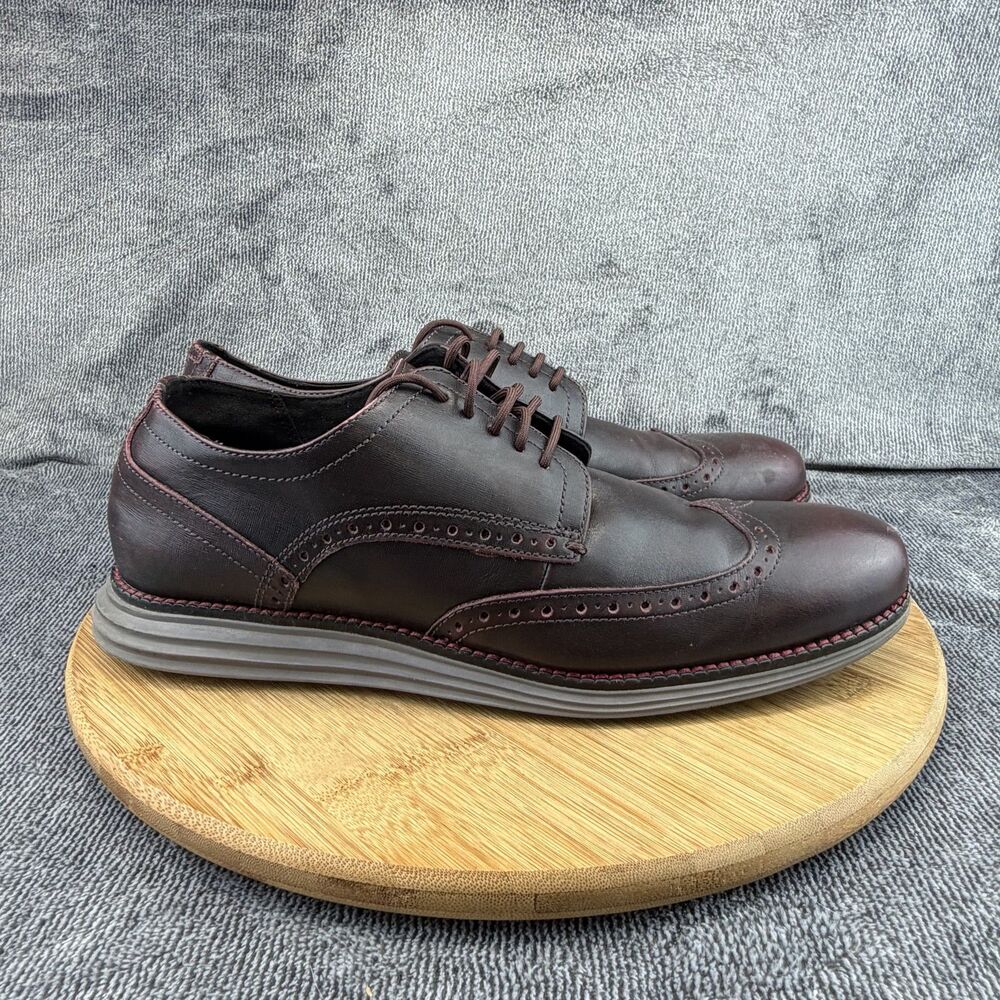 Cole Haan Shoes Mens Size 9.5 Brown Leather Wingtip Brogue Oxford Dress C37676